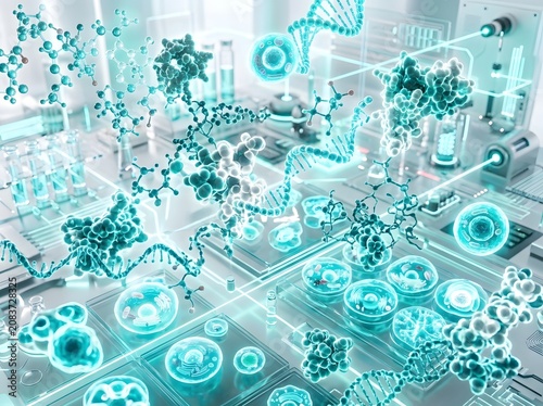 Advanced Biotechnology Lab Genetic Research and Molecular Innovation in a Futuristic Setting