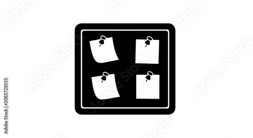 Vector illustration of bulletin board icon with four pinned notes on a transparent background
