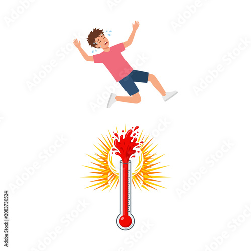 Photography Feverish Young Man Feeling Sick With High Body Temperature and Heat Exhaustion I