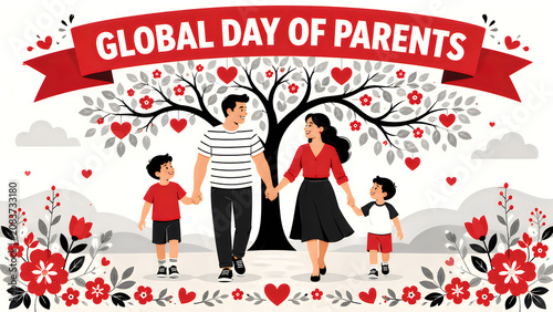 Global day of parents family illustration