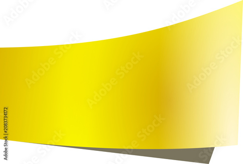 Blank yellow wavy banner with realistic shadow