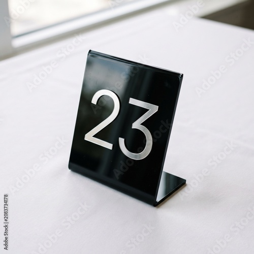 Modern Black Acrylic Table Number 23 Sign