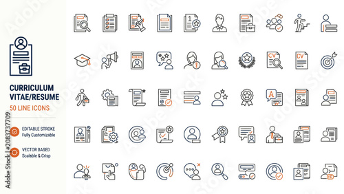 Foto Set of 50 line icons for curriculum vitae and resume design