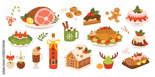 Foto Set of various traditional christmas food and holiday treats