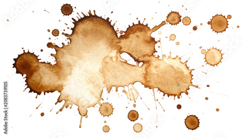 Coffee Stain Splash Pattern: Abstract Brown Texture Background