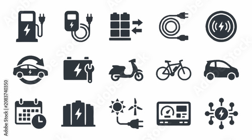 Collection of eco friendly transportation icons.