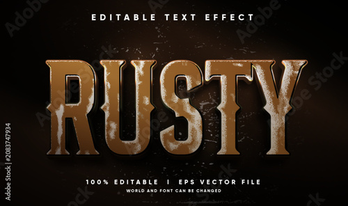 Editable Rusty 3D Vector Text Effect with Grungy Industrial Metal Style