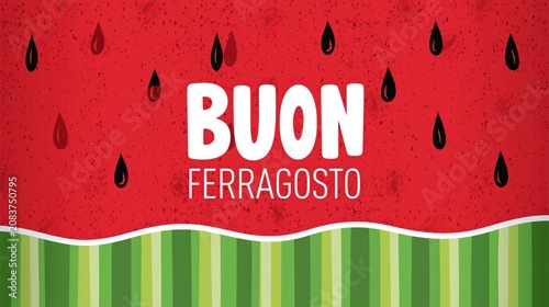 Watermelon Slice Summer Banner for Ferragosto Italian Holiday Fresh Sale Template with Copy Space