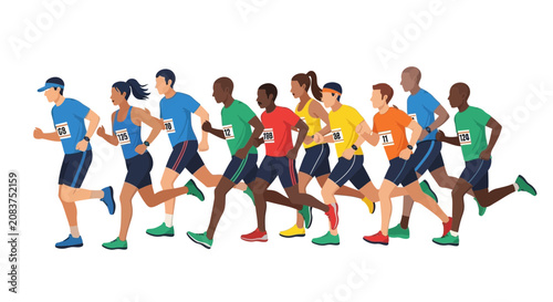 Fotografie Diverse group of athletes competing in a marathon race.