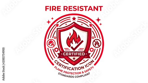Cuadro en lienzo Fire Resistant Certified Icon - Flame Protection, Safety Standards Compliant