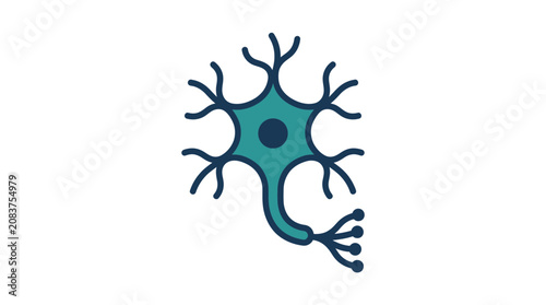 Neuron Cell Icon - Medical Science and Biology Concept