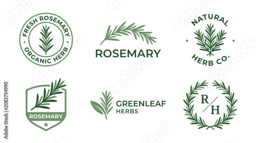 Rosemary Herb Logos Collection: Fresh, Organic, Natural Branding Elements
