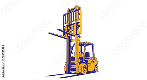 Bild auf Leinwand Yellow Forklift Truck Heavy Machinery.