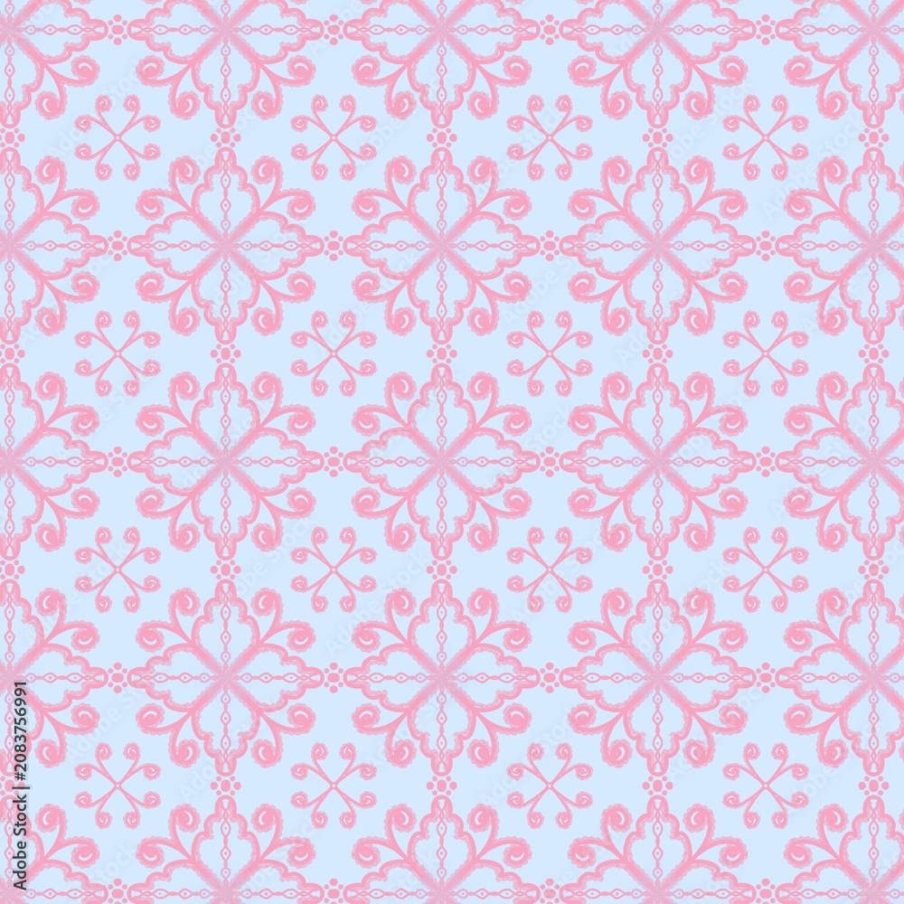 Fototapeta premium Elegant Pink Lace Ornament Seamless Pattern
