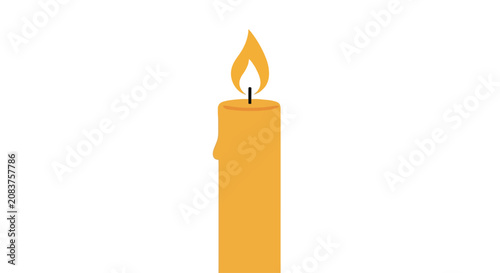 Canvastavla Yellow candle with burning wick flame.