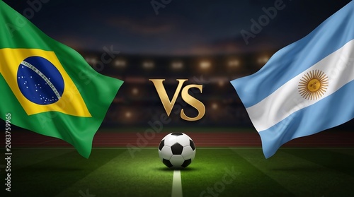 Brazil vs argentina soccer flags and ball , Football 2026, Final 2026, Football Final, And, World Cup 2026, World Cup, FIFA World Cup 2026, Football final 2026, Football Grand Final, Final Match VS