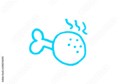 Foto Doodle style vector illustration of a steaming chicken leg with drumstick illust