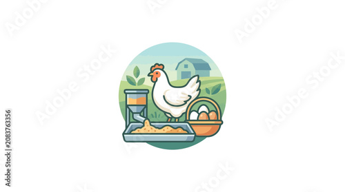Cuadro en lienzo White Chicken Standing on a Platform.