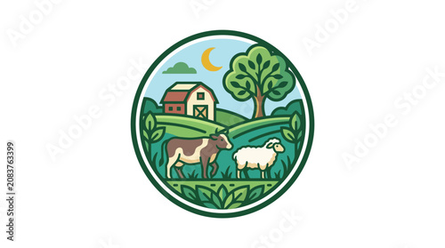 Bild auf Leinwand Sheep standing in green grass field.