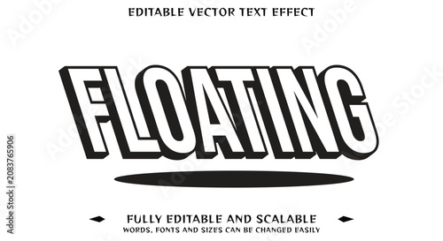 Minimalist 3D Floating Bold Word Text Effect Vector Graphic Template