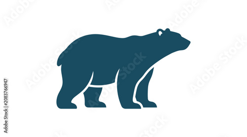 Obraz na plátně Dark Blue Bear Silhouette Walking Profile.