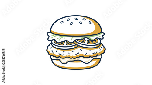 Fotografie Delicious Double Decker Hamburger Meal.
