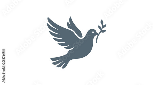 Foto Dove flying with olive branch peace.
