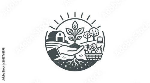 Fotografie Eco friendly sustainable agriculture logo design.