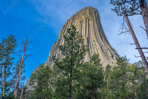Devils Tower  National Monument in Wyoming, USA, America. Stunning views of this incredible carving in western Wyoming.