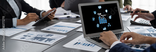 Фотография Cost reduction, cost saving concept shown on computer screen brisk, corporate bu