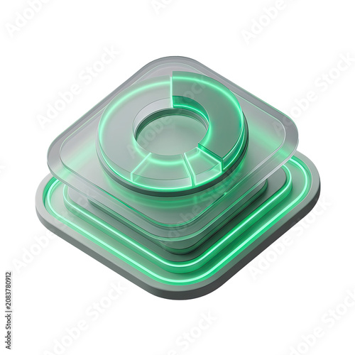 Abstract geometric shape with green neon light