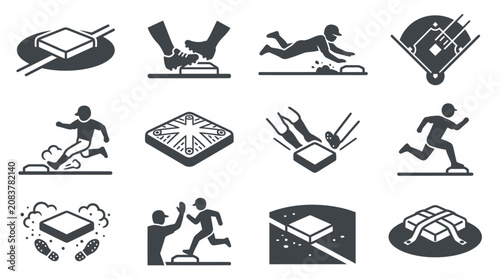 Fotografía Black icons of people exercising fast.