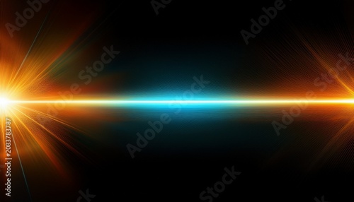 Lens Flare High Quality Warm Golden Orange Flash Trailing Into A Subtle Greenish Blue Horizontal Light Streak On The Left Side With Transparent Background
