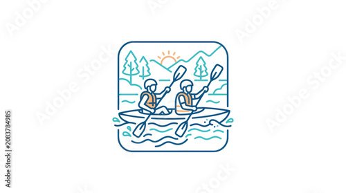 Canvastavla Two people kayaking on water sports.