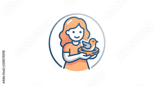 Εκτύπωση καμβά Woman holding a small orange duck.