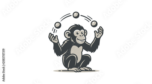 Obraz na plátně Monkey juggling balls with hands.