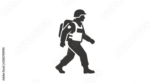 Fotografie Man walking with backpack on.