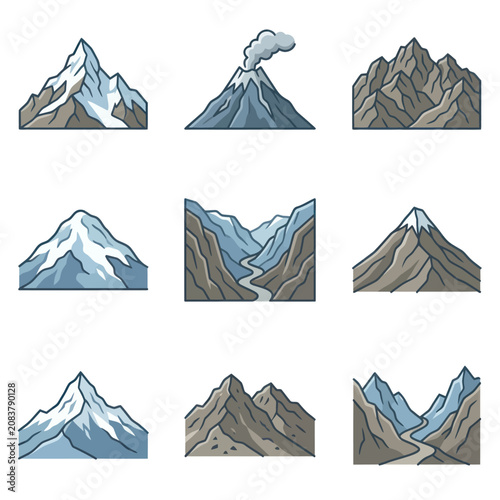 Bild auf Leinwand Mountain Peaks with Snow and Ice.