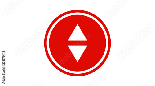 Red Circle Icon with Up and Down Arrows - Direction, Choice, Navigation