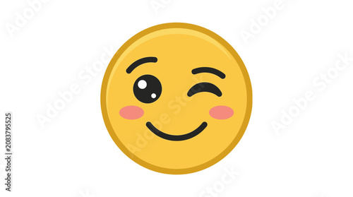 Smiling face with winking eye emoji.