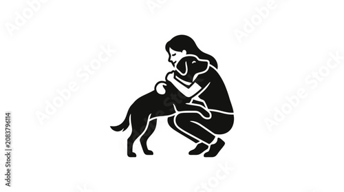 Cuadro en lienzo Woman Cuddling Dog Pet Love.