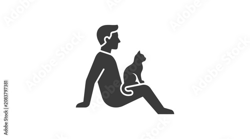 Photos Man sitting with a cat.
