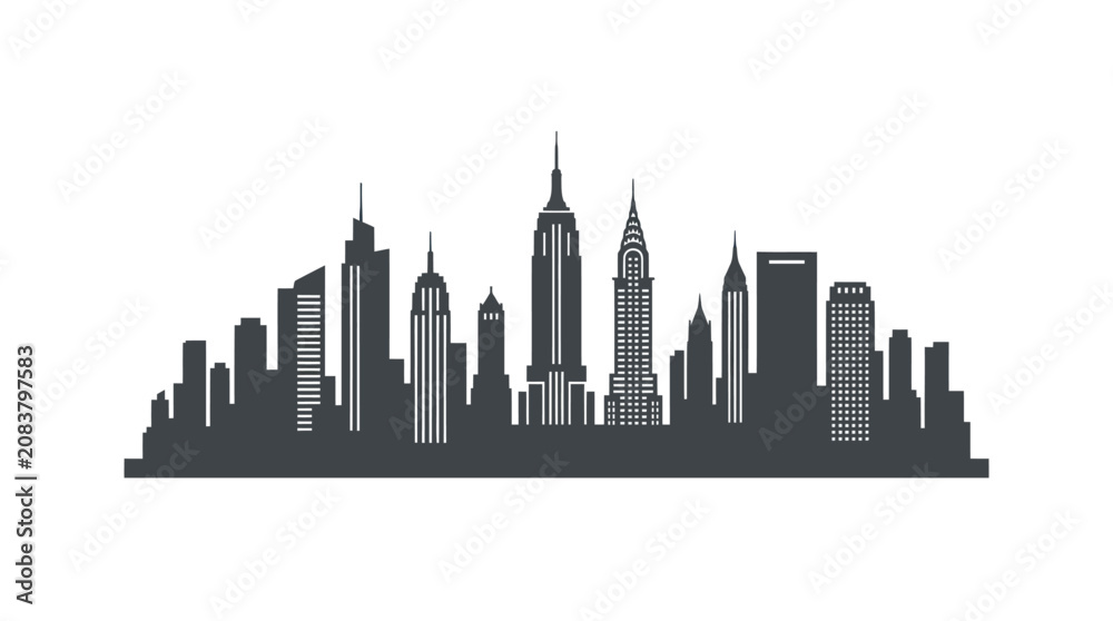 Obraz premium New York City Skyline Silhouette Illustration.