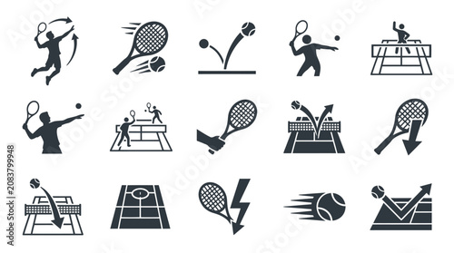 Schilderij op canvas Badminton player icons and rackets.