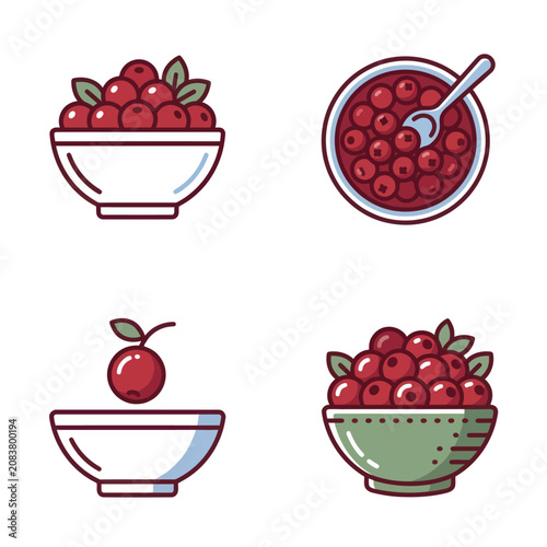 Quadro su tela Cherries in various bowls and one.