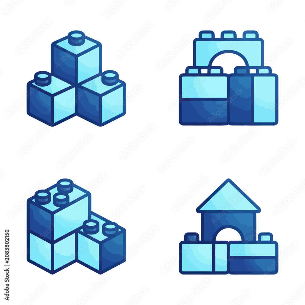 Obraz premium Blue plastic building blocks stacked.