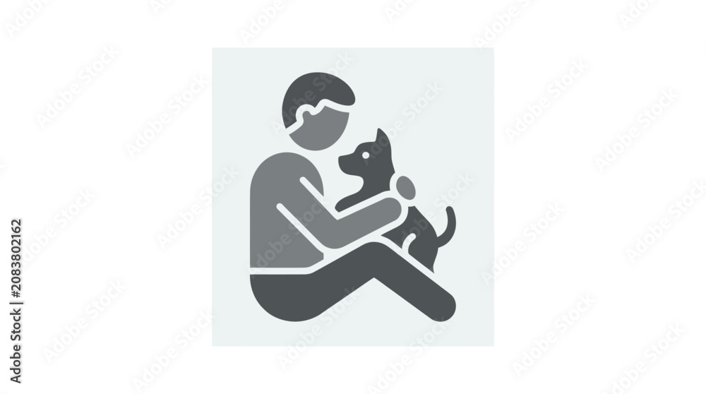 Naklejka premium Boy Holding Black Cat Pet.