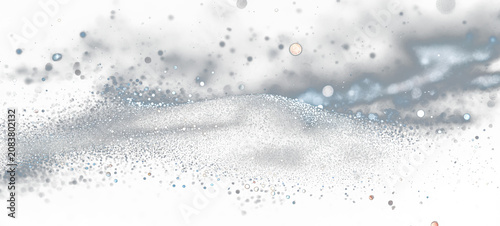 Abstract image of glittering particles swirling against a dark backdrop, with soft focus