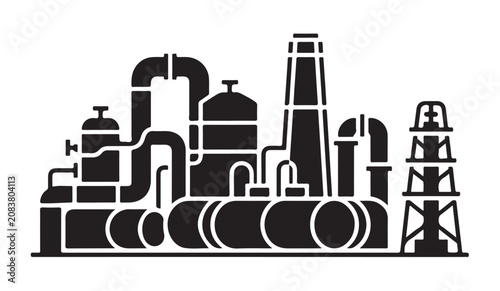 Bild auf Leinwand Petrochemical factory with heavy machinery and storage tanks for energy industry graphics