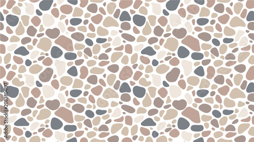 Tableau sur toile Seamless pattern of multicolored river stones in soft pastel earthy tones with s